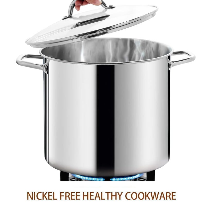 HOMICHEF LARGE STOCK POT 24 Quart With Lid - Nickel Free Stainless Steel Cookware Stockpot 24 Quart - Healthy Cookware Polished Stockpots - Heavy Duty Induction Pot Soup Pot With Lid - Image 3